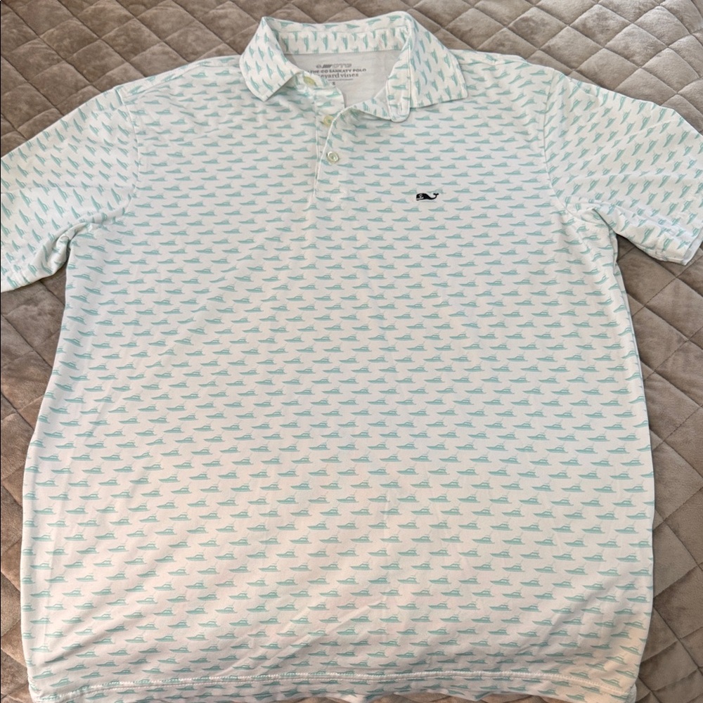 VV men’s small Light green Micro-Print boat  Polo Shirt